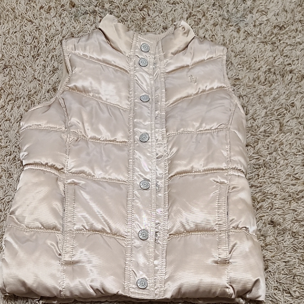Gold Puffer Vest with Button Details